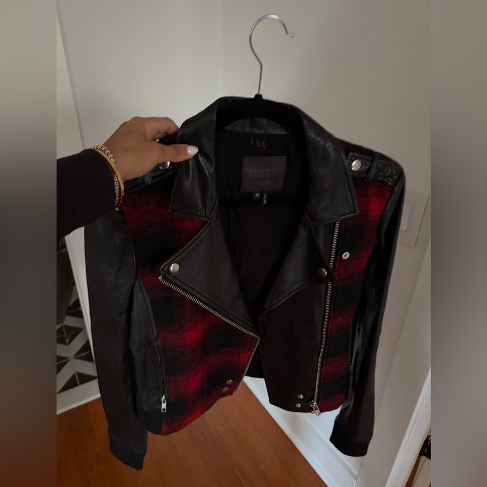 PAIGE Black and Red Leather Jacket